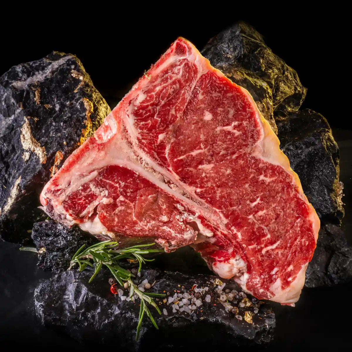 Dry Aged Porterhouse Steak vom Burgstädter Angus von oben