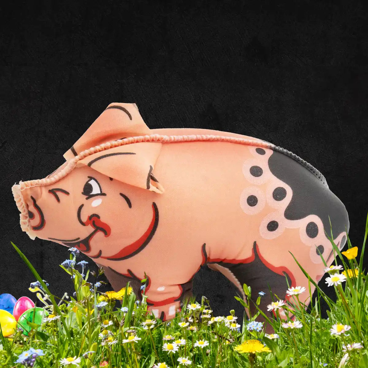 Leinendarm in Schweineoptik gefüllt mit Leberkäse