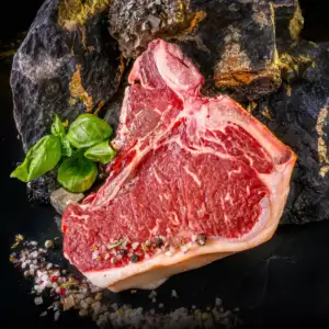 Dry Aged T-Bone Steak vom Burgstädter Angus von oben